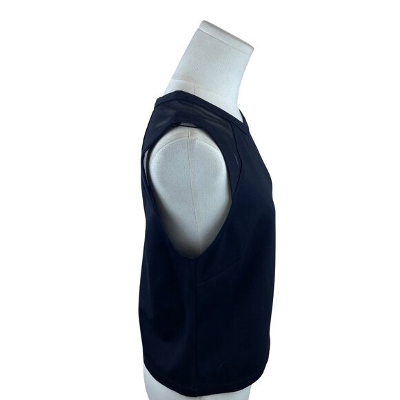 Banana Republic Womens Black Sleeveless Mesh Contrast Back Zip Blouse Size M - Picture 2 of 7